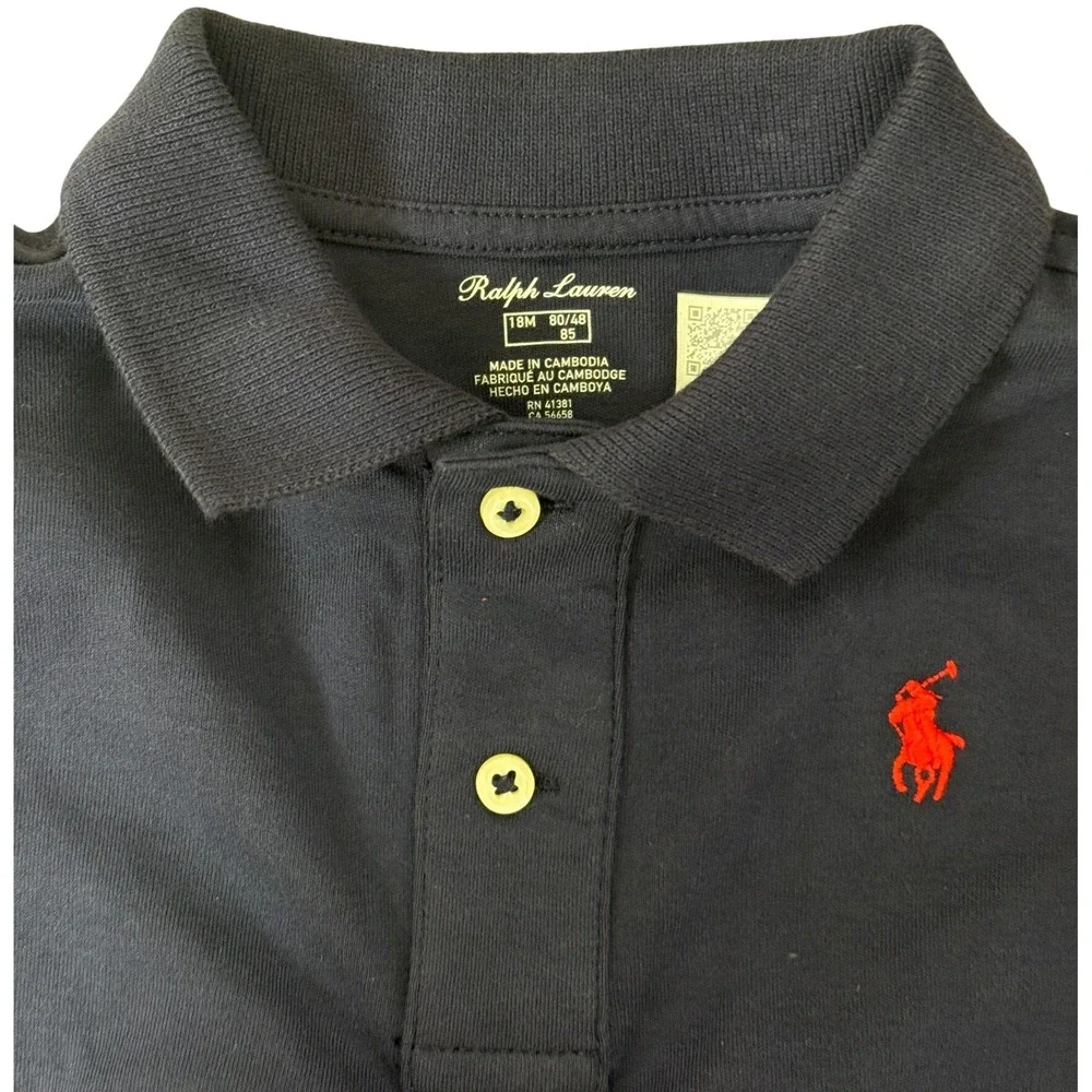 Ralph Lauren Polo Shirt Boys 18M Navy Blue Classic Preppy Short Sleeve New NWT